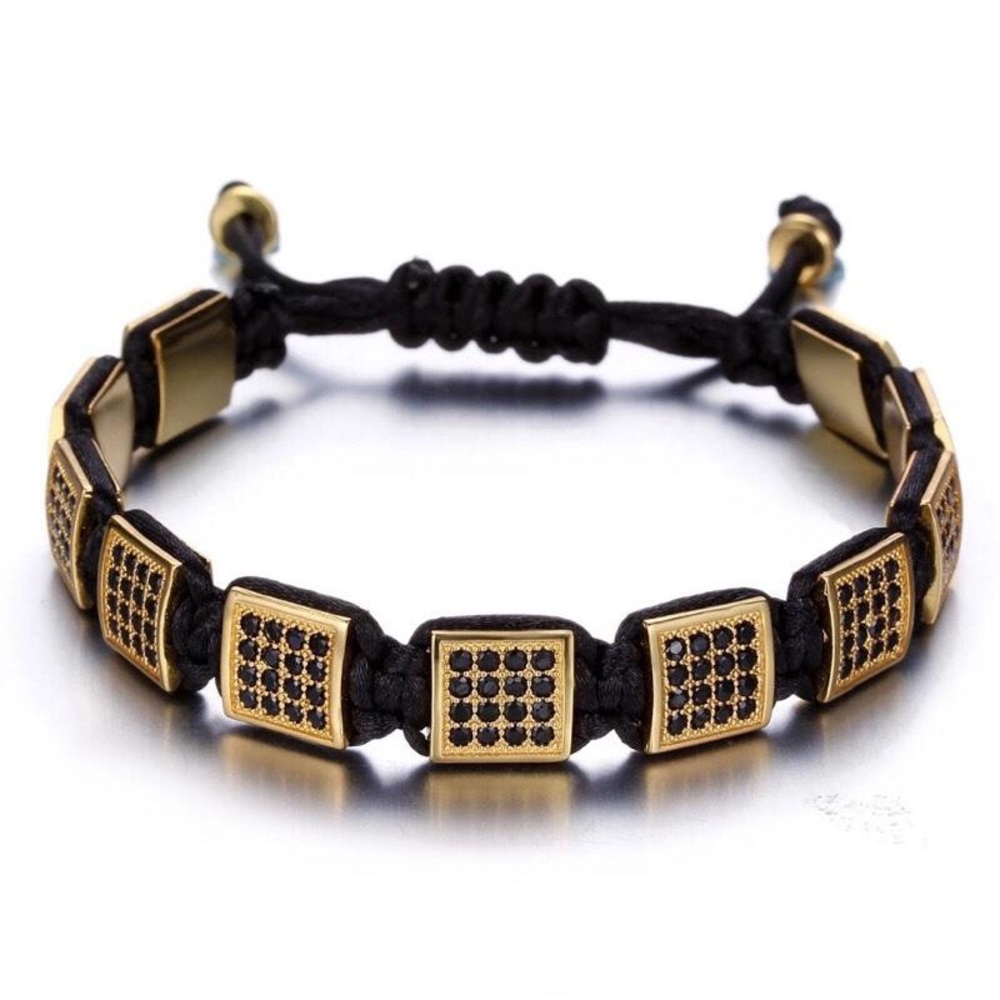 LMicro Pave CZ Square Macrame Bracelet